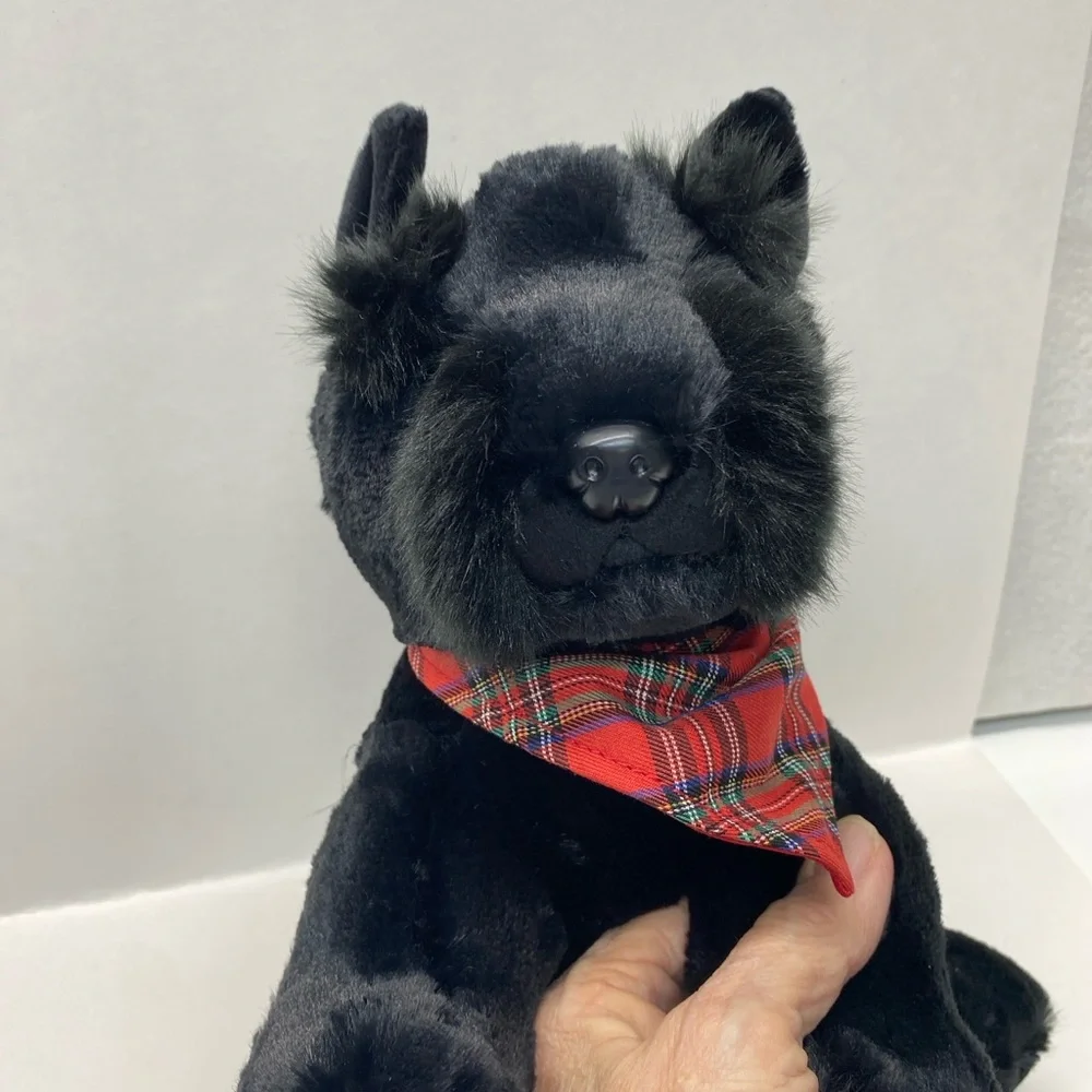 Aurora Scottish Terrier Scottie Dog Plush Black Plaid Bandana Stuffed Animal Toy